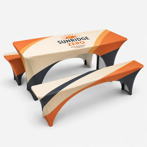 OEKO-TEX Fabric Option Beer Table <b>Bench</b> and Picnic Cover Set for Tent Events and Rental Operations - Product Image 1