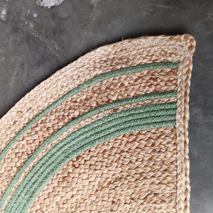 Alfombras Trenzadas de Media Luna DIVTIK DECOR, Yute y Algodón, Diseño Floral Moderno, Verde, Hechas a Máquina, Ecológicas, Antideslizantes, Pelo Corto - Product Image 1