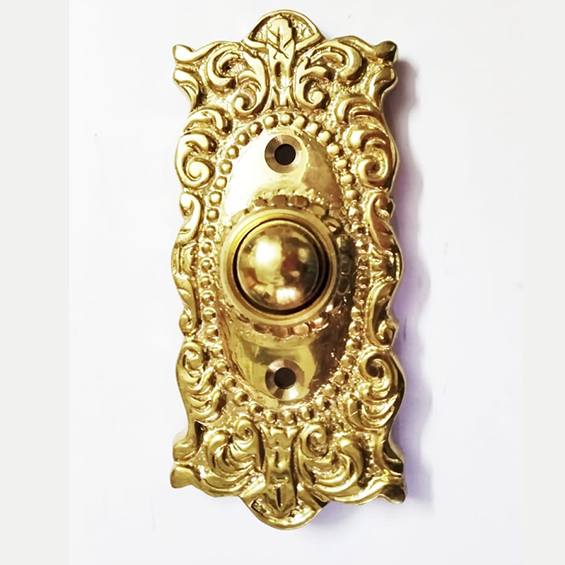 Brass Reception Desk Door Bell Handcrafted Ornate Hotel Call Bell Vintage Style Customizable Push Bell Screw Mount Customized