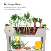 Bac à légumes surélevé rectangulaire en métal mobile avec roues et poignée pour la plantation de légumes en extérieur et en intérieur