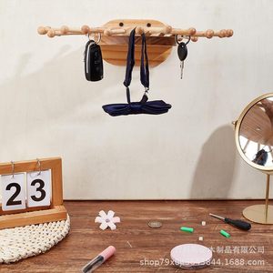 Solid Wood Wall Mounted Tie Scarf <b>Hanger</b> Round <b>Key</b> Rack Clothing Organizer 1 Layer - Product Image 3