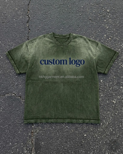 เสื้อยืดทรงบ็อกซี่สไตล์วินเทจสีขาวฟอกคุณภาพสูง เสื้อยืดผู้ชายสไตล์เรโทรขาดรุ่ย ทำลายรูรั่ว เสื้อยืดผ้าฝ้าย - Product Image 1