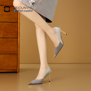 Escarpins gris sexy à talon fin et bout pointu, style serpent, grande <span class=keywords><strong>taille</strong></span> européenne et américaine, pour soirée en boîte de nuit - Product Image 3