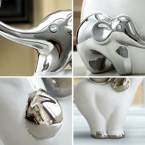 Éléphant, décoration moderne pour <span class=keywords><strong>chambre</strong></span> d'hôtel, cadeau de mariage <span class=keywords><strong>pas</strong></span> cher en gros, couleur argentée blanche, famille chaleureuse - Product Image 6