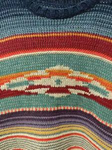 Suéter a rayas bohemio informal tejido a mano Olas degradadas de colores Motivo inspirado en paisaje intrincado Lana multicolor/Cachemira - Product Image 3