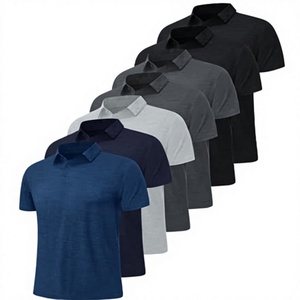 Chemises décontractées pour hommes grandes tailles, unies, en maille, séchage rapide, polyester/coton, manches courtes, pour le golf et le sport, vente en gros - Product Image 1