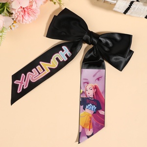 Fengpin KPOP Pince à cheveux rétro en satin asymétrique semi-fait main avec nœud en tissu, pour l'arrière de la tête, modèle TK Full Management, pour le marché international - Product Image 6