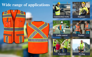 Gilet de sécurité réfléchissant à LED de classe 2 ANSI personnalisé en maille respirante en polyester 140 g/m² à manches courtes <span class=keywords><strong>pour</strong></span> les travaux de construction - Product Image 5