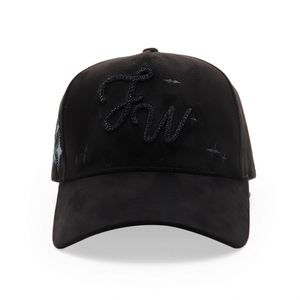 Casquettes de baseball de haute qualité à 5 panneaux en daim avec logo brodé personnalisé, chaîne et strass - Product Image 2