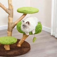 Arbre à chat de style moderne avec plate-forme sautante griffoir en bois cadre d'escalade griffe meulage nid fournitures pour animaux de compagnie emballage en Carton