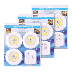 Battery Dimmable Under Cabinet COB <strong>LED</strong> Puck Closets Remote 3 in 1 Round COB Indoor Mini Remote Control <strong>Sticky</strong> Wall <strong>Light</strong> - Product Image 2