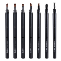 Set di Pennelli per Trucco Occhi di Alta Qualità con Coperchio Automatico Retrattile, Serie da Viaggio 2, Manico in PP/PBT Nero, Fibra Artificiale, Facile da Usare