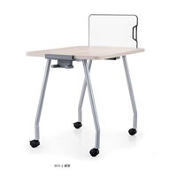 Bureau de formation moderne pliable avec plateau rabattable, table de conférence à roulettes avec tableau blanc amovible