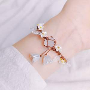 Primavera principios de corona Floral estilo nueva pulsera de cristal Natural cuerda de mano superventas pulsera de bolsa de red tejida a mano pura - Product Image 1