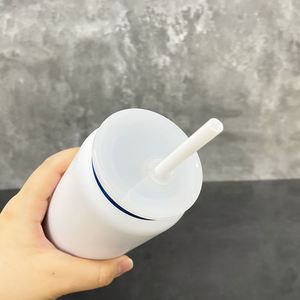 Gobelet isotherme double paroi en acier inoxydable bleu 16 oz pour café glacé, avec base plaquée or - Product Image 2