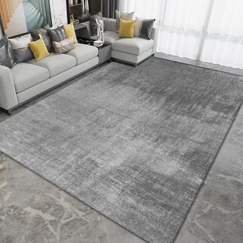 Noir simple luxe moderne tapis polyester lavable en Machine tapis fabriqué à la machine tapis et tapis salon grand