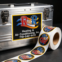 Rouleaux de papier autocollant en vinyle, emballage personnalisé pour autocollants, rouleau de papier auto-adhésif durable, rouleau d'étiquettes rondes personnalisées