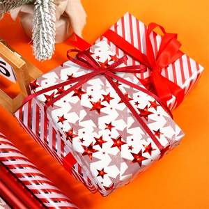 Wholesale 80g <b>Christmas</b> Stars and Stripes Kraft <b>Paper</b> Tissue 43*300cm Gift <b>Luxury</b> Custom Packaging <b>Wrapping</b> <b>Paper</b> Roll - Product Image 2