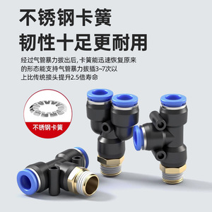 Conector Neumático de Cobre Azul PB8 02 10 03 12 04, Acoplador Rápido en T, Enchapado en Níquel, Conector Rápido de Plástico, Piezas Neumáticas - Product Image 1