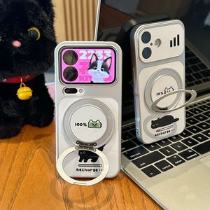 Coque de téléphone anti-chute électroplaquée avec support pour <span class=keywords><strong>iPhone</strong></span> 18, 17, 16, 15, 14, avec grandes fenêtres de visualisation et motif chat noir - Product Image 4