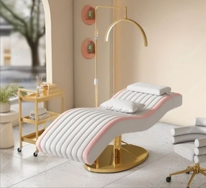 D Pink Modern Luxury Spa Treatment Massage Table Facial Beauty Salon Eyelash Extension Curved Lash <b>Bed</b> for Sale - Product Image 1