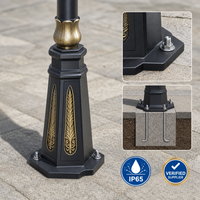 Lampadaire LED extérieur double tête de luxe, style rétro européen, étanche IP65, sur poteau de 3,5 m, pour villas et manoirs