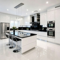 Meilleures ventes : Meuble de cuisine moderne îlot cascade, couleur blanc brillant, en panneau mélaminé avec robinet