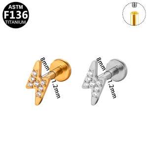 Boucles d'oreilles clous en titane en forme de cœur, bijoux de lèvre en alliage G23, piercing corporel, usage quotidien, serti de cristaux d'améthyste - Product Image 5