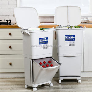 ตะกร้าซักผ้าบนล้อ 4 ชั้น 82L รถเข็นซักผ้าแบบกลิ้งรถเข็นถังเก็บของพลาสติก - Product Image 3