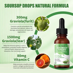 Gocce Liquide di Graviola Biologica con Estratto di Foglie di Graviola e Vitamina C in Bottiglia, Fornitura Diretta dalla Fabbrica, Ordini all'Ingrosso, Etichetta Privata OEM - Product Image 2
