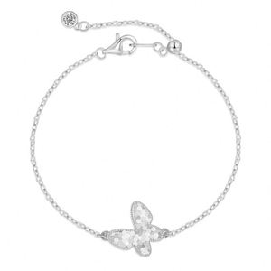 Dylam <b>Charm</b> Jewelry S925 Silver Rhodium 14K Gold Plated Crushed Ice Butterfly Silhouette Pendant Link Chain 5A Zirconia <b>Bracelet</b> - Product Image 1