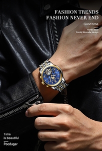 Reloj de Lujo para Hombre, Automático, Mecánico, Correa de Acero Inoxidable, Esfera Esqueleto, Resistente al Agua, Deportivo, Doble Calendario - Product Image 5