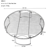 Grille de cuisson articulée pour barbecue au charbon de bois de 22 pouces, pièce de rechange pour grille de barbecue, pièces de rechange pour barbecue à boule de 22 pouces avec poignée