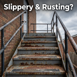 Peinture protectrice résistante aux UV, antidérapante, anti-chocs, résistante aux intempéries et anticorrosion pour surfaces d'escaliers en acier extérieurs - Product Image 2