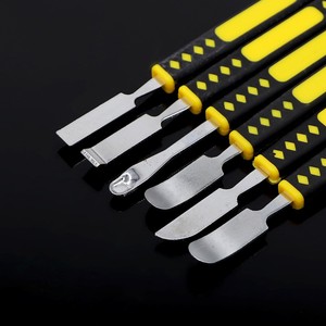 Stainless Steel Pry <b>Bar</b> Set 6 Pieces Yellow Handle Mobile Phone Repair Tool Industry Use - Product Image 1