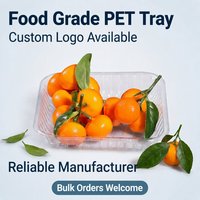 Herbruikbare PET plastic schaal, transparant, vierkant, voor voedselverpakkingen, fruit, groenten en vlees.