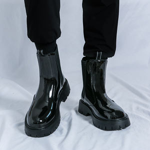 Bottes Chelsea montantes confortables en cuir blanc avec surpiqûres durables pour hommes - Product Image 4