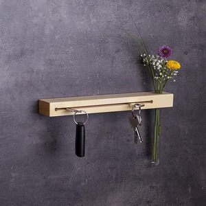 Organisateur de clés <span class=keywords><strong>mural</strong></span> en <span class=keywords><strong>bois</strong></span>, support de rangement, <span class=keywords><strong>porte</strong></span>-clés en <span class=keywords><strong>bois</strong></span> avec vase pour la décoration murale, étagère de rangement murale - Product Image 4