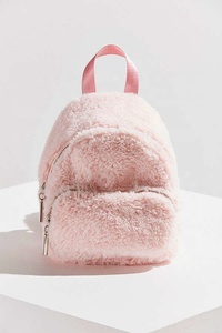 Vente directe d'usine logo personnalisé double épaule en peluche petite capacité mini shopping en plein air sac à dos rose - Product Image 6