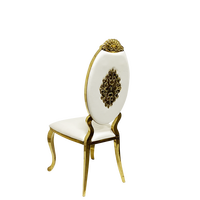 Vente chaude événement doré empilable Design dos rond salle à manger chaise de mariage en acier inoxydable