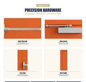Puerta de Entrada de Seguridad de Acero Contra Incendios Directa de Fábrica, Hoja Doble Asimétrica con Barra Antipánico, 60, 90, 120 Minutos, para Hospital - Product Image 4