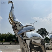 Grande sculpture d'éléphant en acier inoxydable poli pour extérieur, couleur et taille personnalisées, style européen, objet de collection artistique pour jardin et hôtel