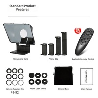 Jashiying JS12 Téléprompteur portable pour tablette et mobile, support de bureau, mini, pour interviews sur caméra, tournages en extérieur, diffusion en direct, voix off