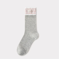 Chaussettes tendance pour femme en promotion, mi-mollet, à double bordure bouffante, en maille respirante, pour le quotidien