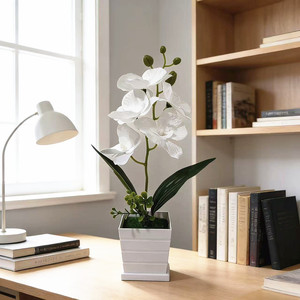 Planta Artificial de Orquídea Phalaenopsis Paulon de 34 cm, Color Rosa, en Maceta, Decoración para el Hogar y la Oficina - Product Image 3