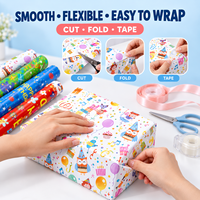 Rouleau de papier cadeau d'anniversaire haut de gamme 80 g/m² enduit, imprimé personnalisé, coloré, pour emballage décoratif de fête, fournisseur en gros