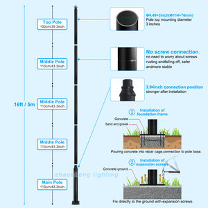 Modulare combinazione di lampione stradale esterno in acciaio zincato lampione solare custom 3m 4m 5m 6m strada palo della luce - Product Image 4