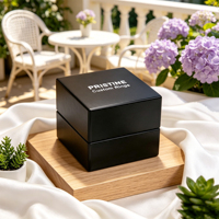 Boîte à bijoux en bois finition piano haute brillance, doublure en velours, logo personnalisé, boîte de rangement de luxe pour bagues, cadeau de mariage ou de fiançailles