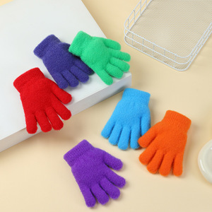 Effen kleur voor kinderen, eenvoudig imitatie van nertsbont, gebreid, warm voor schermgebruik, winddicht, dagelijks gebruik, winter, koudebestendig, dik vijfdelig - Product Image 1