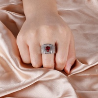 Bague rubis en argent Sterling 925 véritable, bijoux à la mode pour femmes